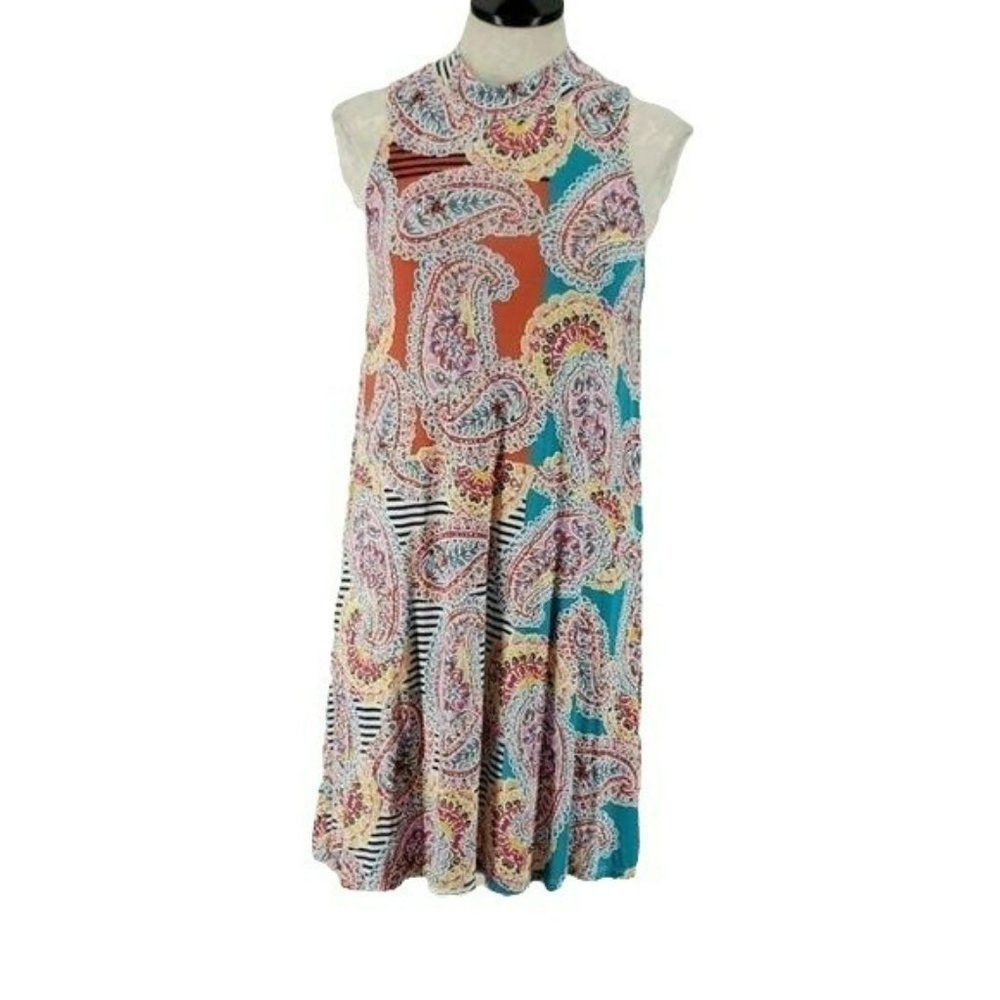 Red Camel Women's Paisley Printed Sleeveless Summer Pullover Dress‎ Size Small